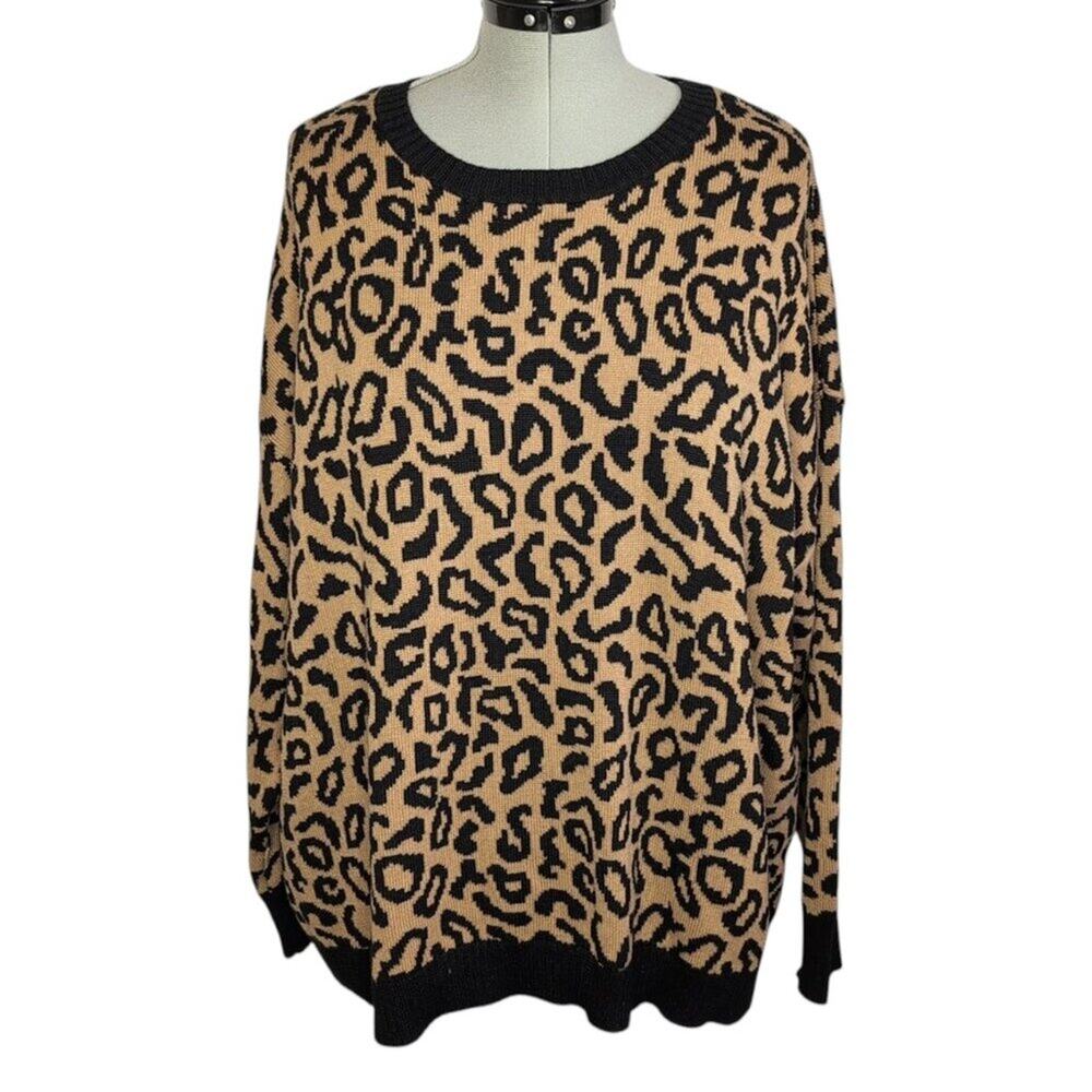 Jason Wu leopard print cotton/acrylic sweater, size 2X